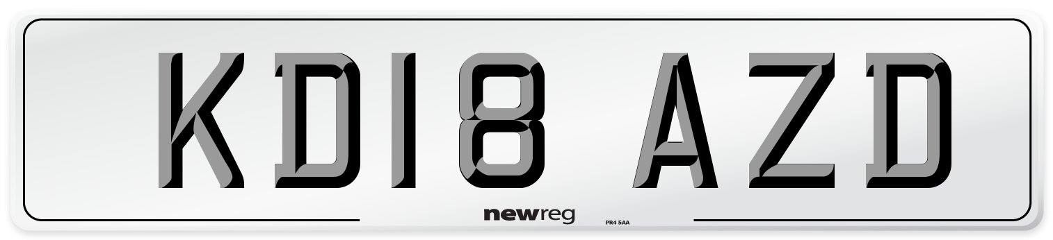 KD18 AZD Number Plate from New Reg